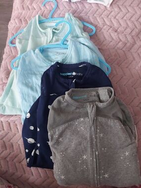 Happiest Baby Sleep Sacks - Gray, & Light Blue Set